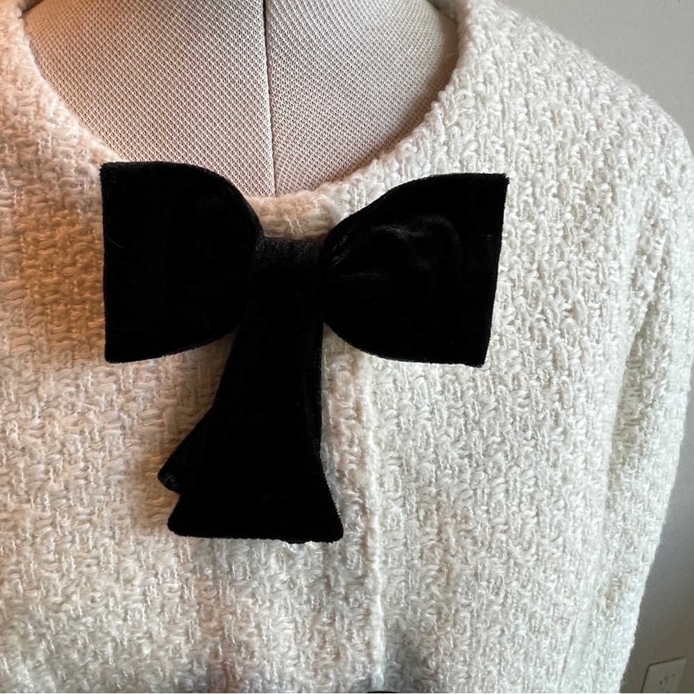 Avec Les Filles Ivory Cream Black Bow Cardigan Blazer NWT - Picture 8 of 16